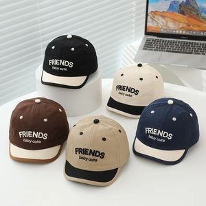 Two-tone cotton baby baseball caps with Friends embroidery in five assorted colors