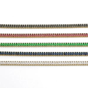 Titanium steel emerald cut zircon tennis bracelets in black, pink, green, blue and white