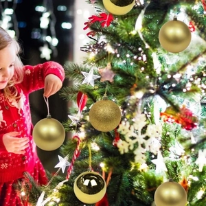 6pcs gold Christmas ball ornaments set in matte, glitter, and glossy finish for tree decor