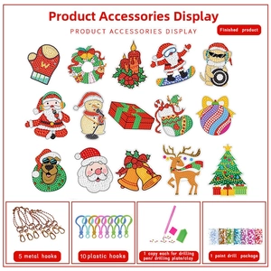 DIY Christmas diamond painting kit featuring acrylic ornaments and complete tool set