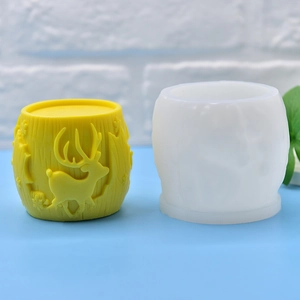 Christmas Reindeer Forest Embossed 3D Silicone Mold Cylindrical For DIY Handmade Candle Soap Fondant Cake Plaster Decorative