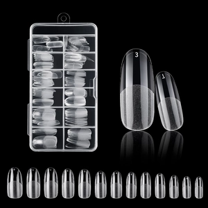 Professional clear false nail tips kit in transparent box with numbered sizes