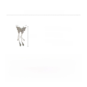 Detailed view of butterfly hair claw with tassels showing dimensions and 35.7g weight