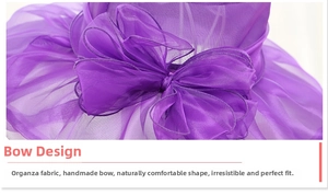 Detailed close-up of handmade purple organza mesh bow with intricate woven texture