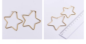 Detailansicht der 7 cm großen sternförmigen Creolen mit hochwertiger 18K Goldbeschichtung