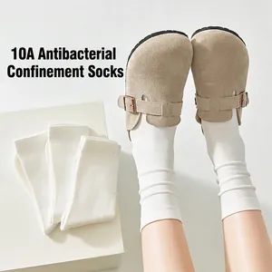 Women Cotton Slouch Socks 10A Antibacterial Odor Resistant Solid Color Crew Socks Thin Breathable Summer Daily Hosiery
