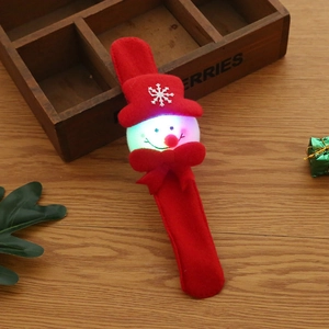 Luminous red Santa slap bracelet with LED light and soft plush fabric for Christmas decor