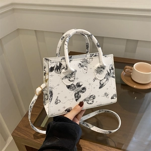 Women High Quality Printed Butterfly Handbag PU Leather Small Square Crossbody Shoulder Bag For Daily Commute
