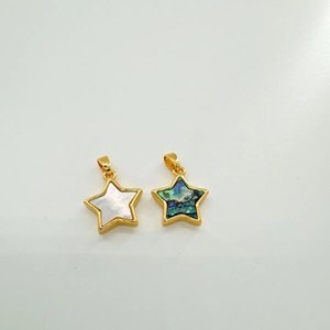 18K gold-plated star charms with white mother of pearl and abalone shell inlays
