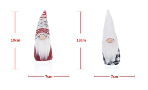 Detailed dimension guide for Christmas gnome doll showing 18cm height and 7cm width size