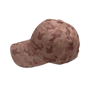 Outdoor pink camouflage baseball cap for men and women with curved brim and cotton twill texture
