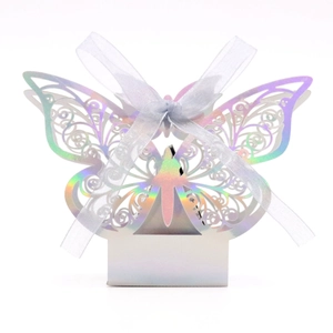 Mirrored Butterfly Candy Boxes Laser Cut Hollow Gift Box With Ribbon For Wedding Birthday Party Favors Elegant Decorative