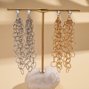 Boucles d'oreilles pendantes à pampilles en argent et or avec zircon pour femme
