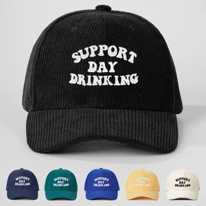 Corduroy Baseball Cap Support Day Drinking Letter Embroidery Retro Adjustable Sport Sun Hat Streetwear