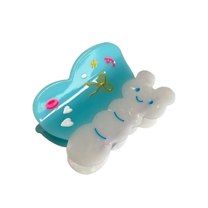 Sweet butterfly hair claw clip with colorful patterns and cloud design for women