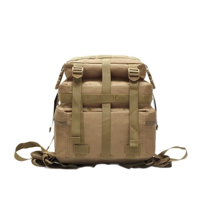 Outdoor khaki 3P tactical backpack with MOLLE system for hiking and camping gear