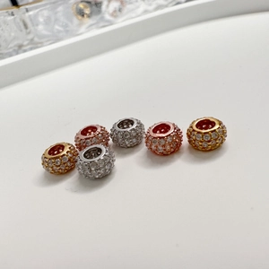 S925 sterling silver pave beads in gold, rose gold and silver for DIY jewelry making