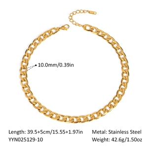 Detail einer 10mm goldenen Edelstahl-Panzerkette mit Maßangaben und Gewichtsangaben