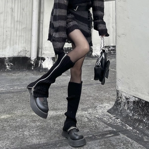 Jambières Tricotées Avec Fermeture Éclair Gothique Punk JK Lolita Mode Accessoire Pour Femmes