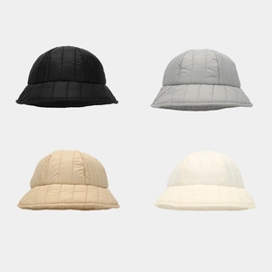Quilted Bucket Hat Padded Warm Winter Autumn Nylon Solid Color Streetwear Retro Dome Short Brim Women Men