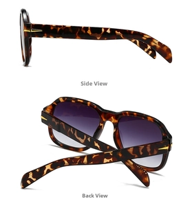 Detail view of tortoiseshell sunglasses featuring iconic gold arrow temple hinges