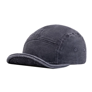 Casquette 5 panels gris anthracite en toile lavée avec visière souple pour hommes