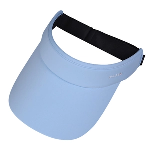 Light blue athletic sun visor for outdoor running with adjustable elastic strap and UV protection