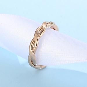 Minimalist 18K gold plated stainless steel twisted rope stackable ring for women