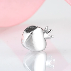Polished S925 sterling silver heart crown charm for DIY charm bracelets and necklaces