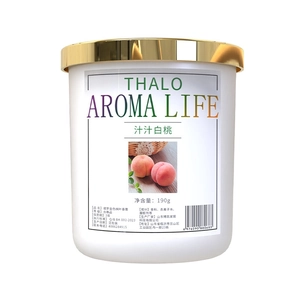 AROMA LIFE long-lasting white peach scented balm in a white container with gold lid