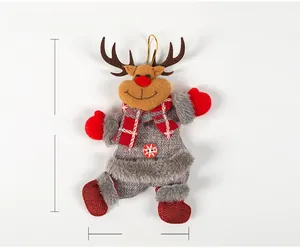 Detail view of 18x13cm Christmas reindeer plush hanging ornament with snowflake button