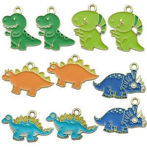 Breloques Dinosaure Dessin Animé Pendentifs En Alliage De Zinc Émail Pour Fabrication De Bijoux DIY Colliers Bracelets Porte-clés Décorations