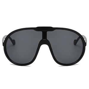 Trendsetter oversized wrap sunglasses with black frame and dark grey lenses for women