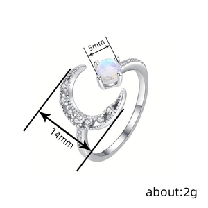 Exquisite moon ring for women featuring 5mm moonstone and sparkling crescent detail