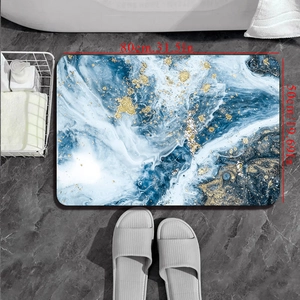Tappetino bagno rettangolare motivo marmo 50x80 cm per bagno con base antiscivolo