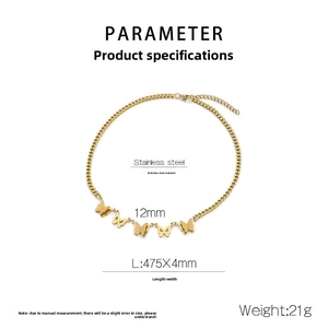 Detailed size specifications for 18K gold plated butterfly necklace with dimensions