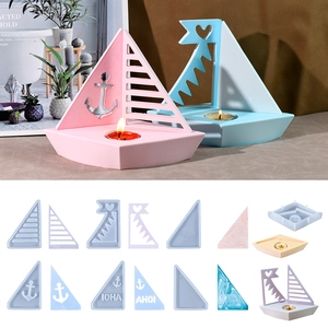 Stampo In Silicone Per Barca A Vela Per Candelabro Fai Da Te Colata Di Resina Base Per Lumino Tema Marino Ancora Cuore Design AHOI