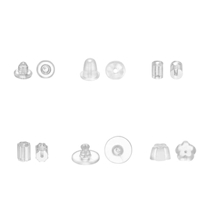 Earring Backs Clear Silicone Secure Stoppers Bullet Flower Saucer Cylindrical Shape Soft Jewelry Making Findings