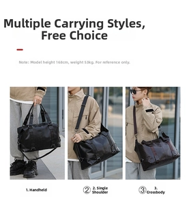 Three ways to wear the large PU leather travel bag including handbag, shoulder and crossbody