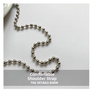 Polished silver beaded metal chain strap detail for heart-shaped children handbags