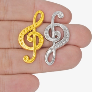 Polished 304 stainless steel music note pendants in gold and silver finish