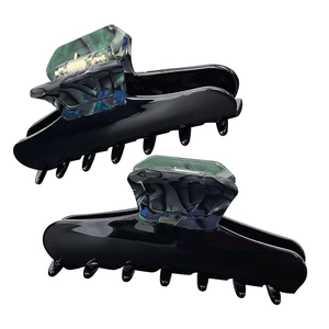 Elegant large acetate shark clips with green marble texture and strong metal spring