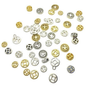 Traditional Chinese coin spacers and charms in gold and silver finish for DIY jewelry
