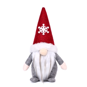 Gnomo di Natale in peluche con cappello rosso a fiocchi di neve e lunga barba bianca