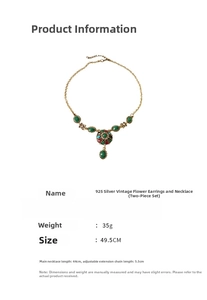Detail of vintage flower jewelry set featuring colorful crystals and 925 silver studs