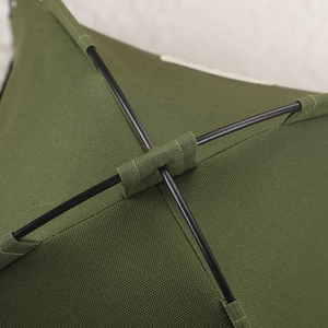 Foldable army green pet tent with durable canvas and black metal support structure