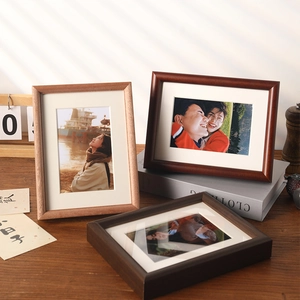 Solid Wood Photo Frame Desktop Wall Hanging Natural Grain Minimalist Home Decor Tabletop Picture Display Holder