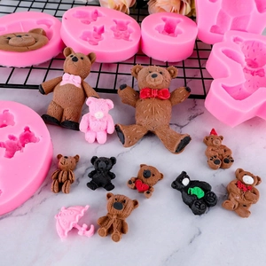 Set di stampi in silicone a forma di orsetto per decorazioni di torte e cioccolato