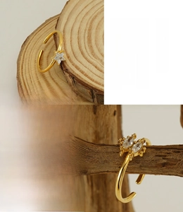 Détail de bagues en acier inoxydable plaqué or 18 carats avec oxydes de zirconium