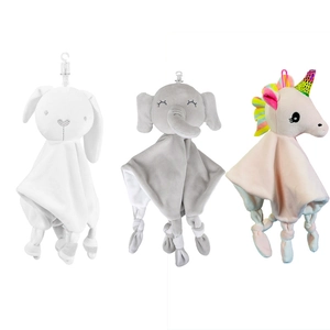 Baby Security Blanket Soft Plush Soothing Towel With Animal Elephant Rabbit Unicorn Head For Newborns Infants Comfort